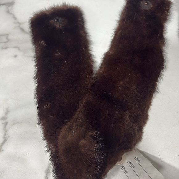 Mink fur hat beret cap Kussenkovv Brown  set - Picture 3 of 7